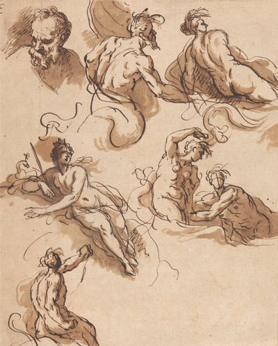 Sheet of Classical Figure Studies by Sir James Thornhill