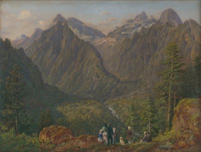 Tatra landscape with figures by Slovakian School