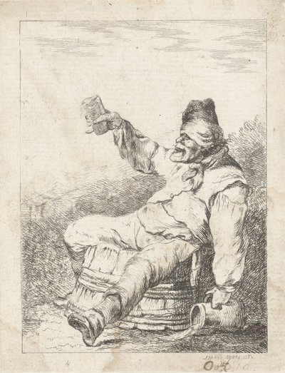 Drunken Man Sitting on a Barrel by Sophia Wilhelmina Evans