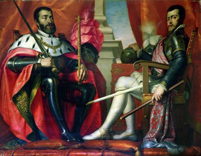 Carlos I and Felipe II by Spanish School