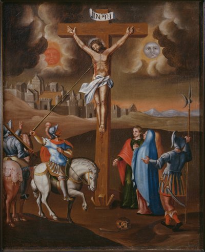Crucifixion, the lance of the centurion by Spanish School