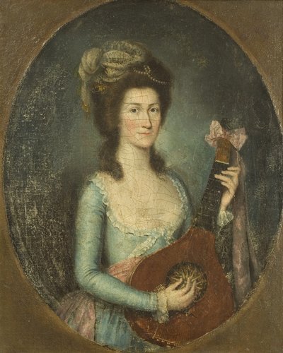 Lady Playing a Guitar by Spanish School