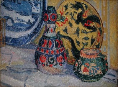 Still life with Oriental figures by Spencer Frederick Gore