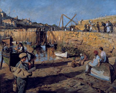 Fitting out, Mousehole Harbour by Stanhope Alexander Forbes