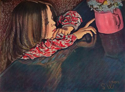 Girl Looking at Flower Vase, 1902 by Stanislaw Wyspianski