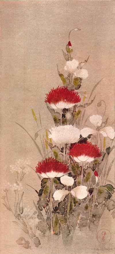 Poppies, Wheat, and Natane Flowers by Sôtatsu