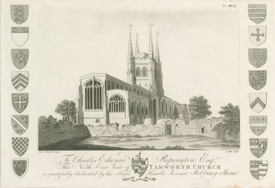 Tamworth Church: aquatint engraving, 1792 by Stebbing Shaw