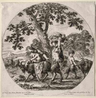A Satyr Family Traveling by Stefano della Bella