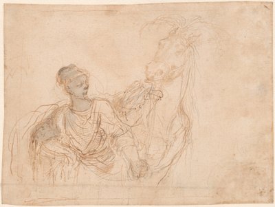 Figure Leading a Horse by Stefano della Bella
