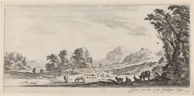 Landscape with Shepherd Guarding his Flock by Stefano della Bella