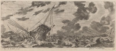 Ship in Tempest by Stefano della Bella
