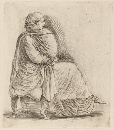 Woman Seated on a Stool by Stefano della Bella