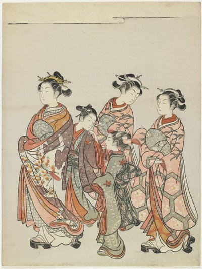 Courtesan with Attendants on Parade, after 1766 by Suzuki Harunobu
