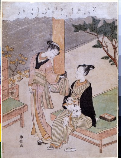Courtesan Osen with a Client by Suzuki Harunobu