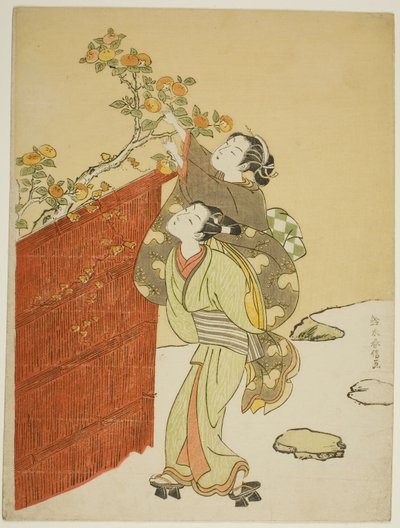 Picking Persimmons by Suzuki Harunobu