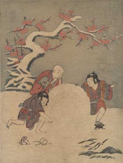 The Snow Ball, 1770 by Suzuki Harunobu