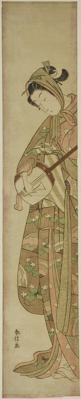 Woman Playing the Shamisen by Suzuki Harunobu