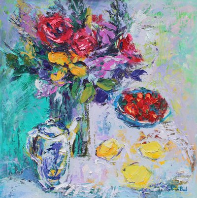 Strawberries with Flowers by Sylvia Paul