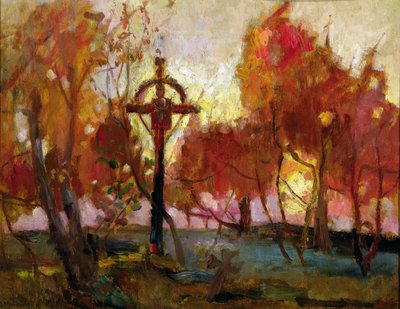 Landscape with a Cross by Tadeusz Makowski