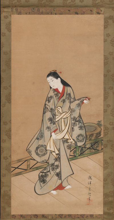 Woman on Veranda, ca. 1730 by Takizawa Shigenobu