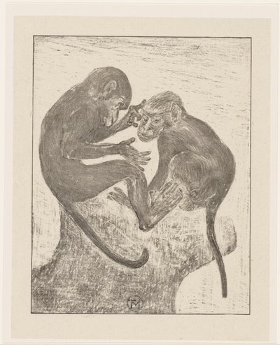 Two Flea-Picking Monkeys by Theo van Hoytema (signed by artist)
