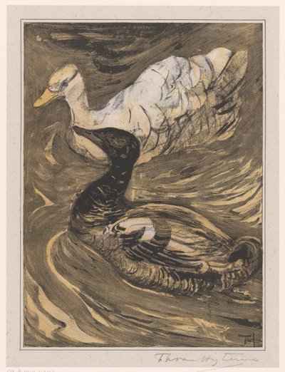 Two Swimming Ducks by Theo van Hoytema (signed by artist)