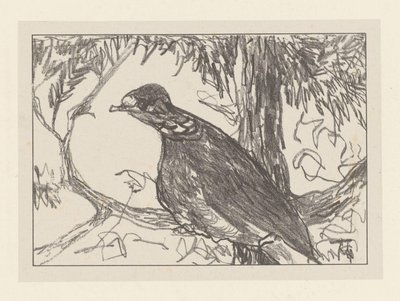 Wood pigeon in tree by Theo van Hoytema