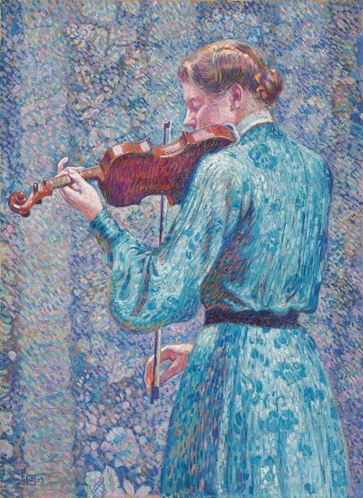 Marie-Anne Weber Playing the Violin by Théo van Rysselberghe