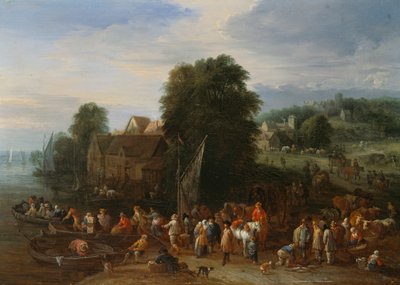 Travellers boarding a Ferry by Theobald Michau