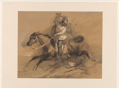 Crusader Defeating a Turkish Soldier by Theodoor Schaepkens