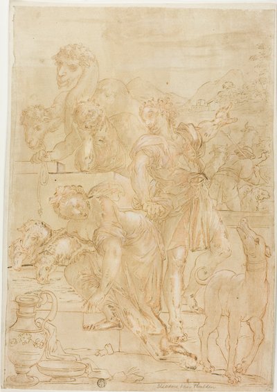 Isaac and Rebecca at Well by Theodoor van Thulden