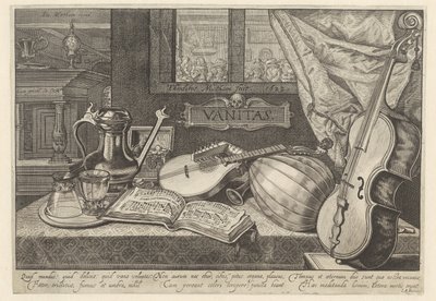 Vanitas Still Life with Musical Instruments by Theodor Matham