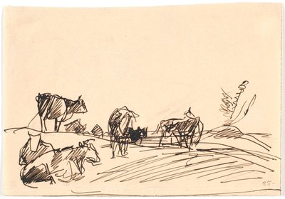 Landscape with Lying and Standing Cows by Theodor Philipsen