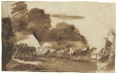 Bivouac with Horses and Soldiers by Theodore Gericault
