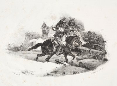 Cuirassiers charging an artillery battery by Theodore Gericault
