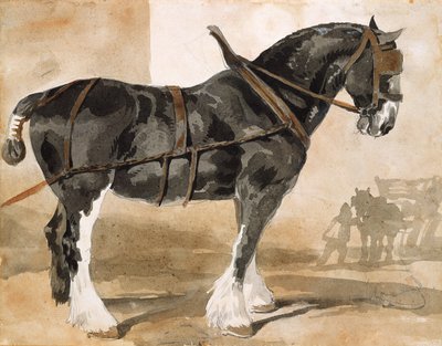 Harnessed Black Horse by Theodore Gericault