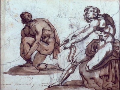 Two Nude Figures by Theodore Gericault