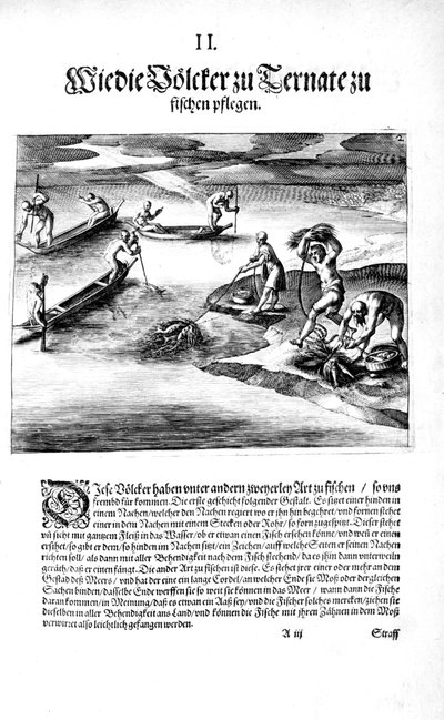 Fishing with Indians by Theodore de Bry