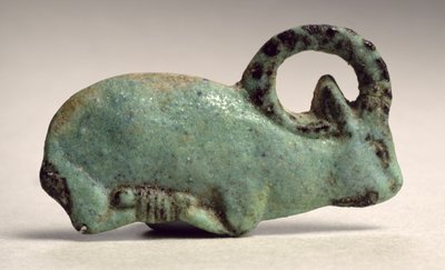 Trussed Ibex Foundation Deposit (faience) by Third Intermediate Period Egyptian