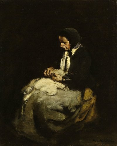 Woman Sewing by Théodule Augustin Ribot