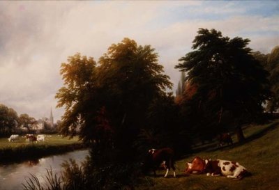 Cattle Grazing by a River by Thomas Baker