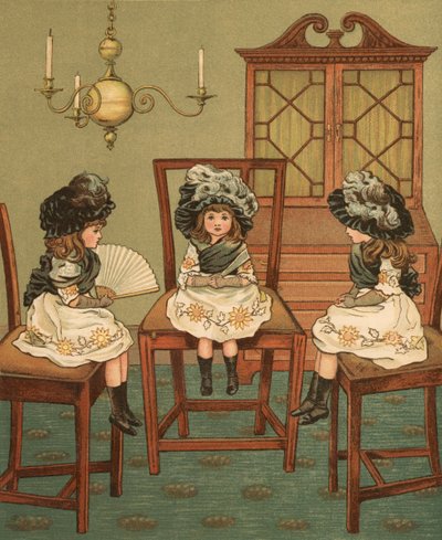 Home Life: Three Children Sitting on Chairs by Thomas Crane