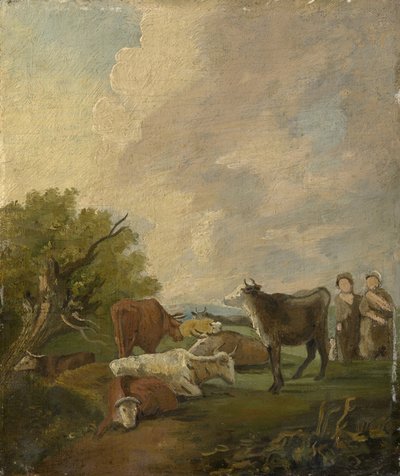 Figures and cattle in a landscape by Thomas Gainsborough