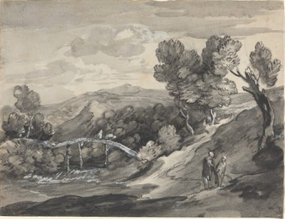 Wooded Upland Landscape with a Bridge by Thomas Gainsborough