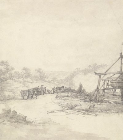 Unloading Pit Props at Coalbrookdale by Thomas Hearne