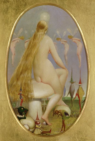 Fairy seated on a Mushroom by Thomas Heatherley