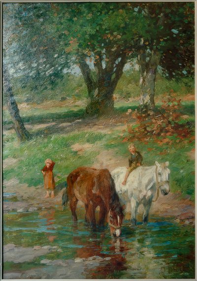Horses at the Watering Place by Thomas Ludwig Herbst