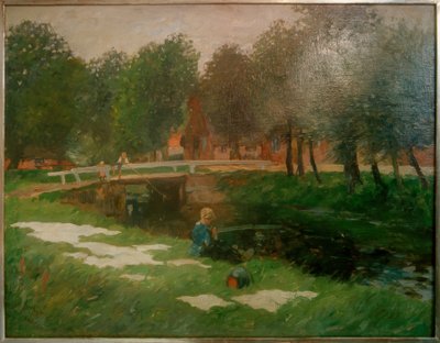 Laundry Bleaching by the Canal by Thomas Ludwig Herbst