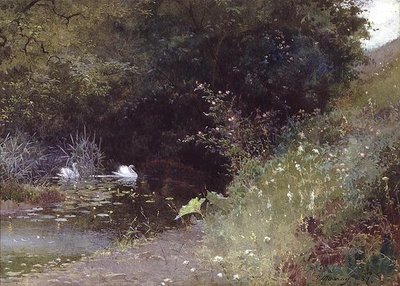 Swans on a Lake by Thomas Mackay