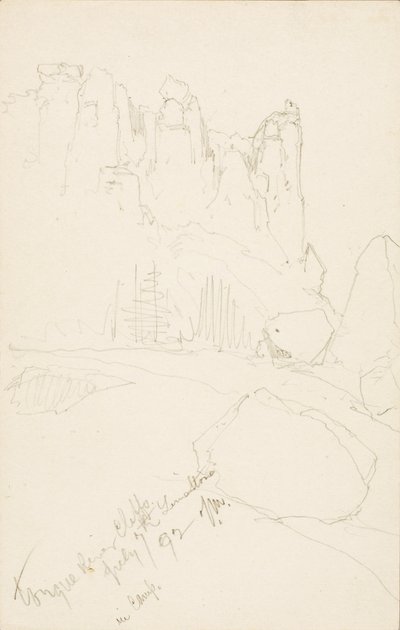 Tongue River Cliffs (In Camp) by Thomas Moran